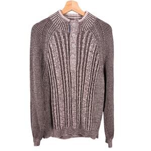 Tommy Bahama Sweater Men's Large Taupe Cable Knit Pima Cotton Winter Fall Spring